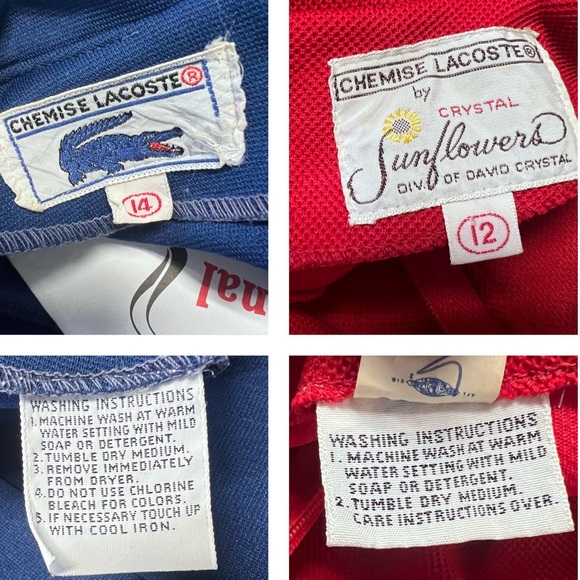 Vintage Chemise Lacoste Polo Dress Size 12/14 Red And Navy Blue Matching Belts - Picture 16 of 16